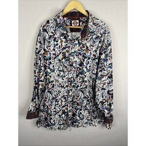 Jermyn & Bond 4X Abstract Art Print Button Front Shirt 100% Cotton Flip Cuff